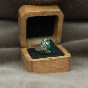 Yeşil Paraiba Taşlı 925 Ayar Gümüş Erkek Yüzüğü