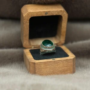 Yeşil Paraiba Taşlı 925 Ayar Gümüş Erkek Yüzüğü