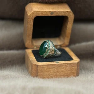 Yeşil Paraiba Taşlı 925 Ayar Gümüş Erkek Yüzüğü