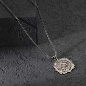 Kare Model Nazar Ayetli 925 Ayar Madalyon Gümüş Kolye