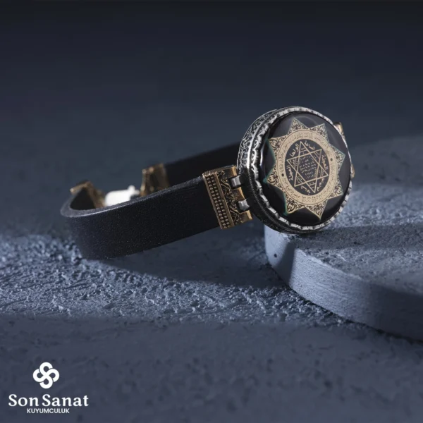 Deri Hz.Süleyman Mührü Bileklik