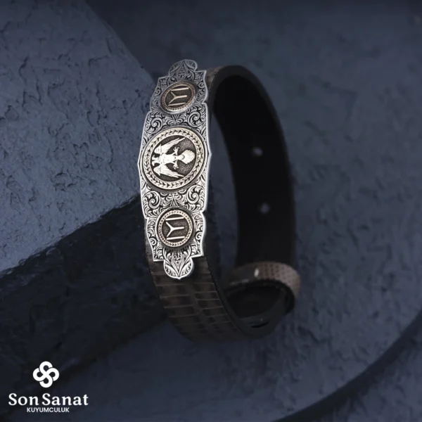 Deri Kartal Modeli Bileklik