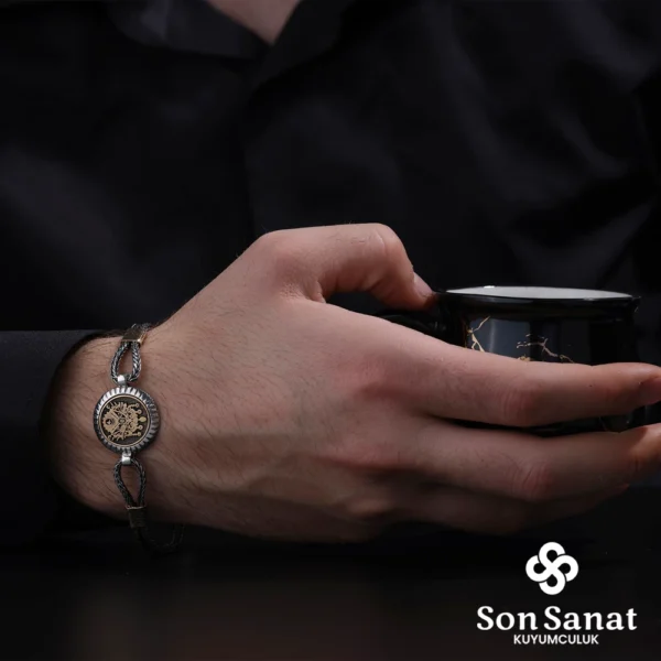 Devlet Arması Yuvarlak 925 Ayar Gümüş Bileklik