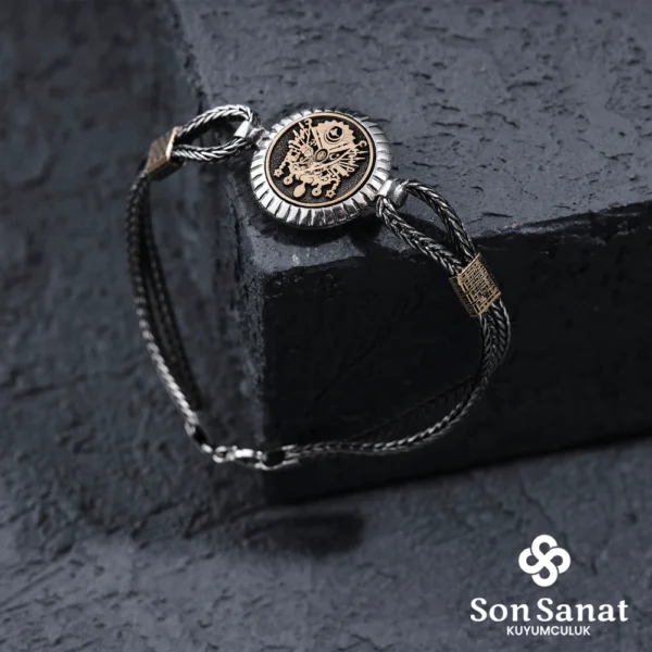 Devlet Arması Yuvarlak 925 Ayar Gümüş Bileklik