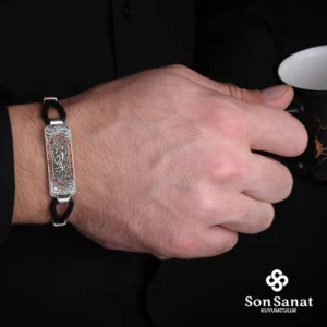 Edep Yahu Gravür Deri Bileklik