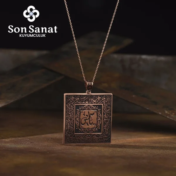 Fatiha Sureli Kare Madalyon Kolye