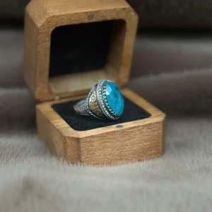 Firuze Paraiba Taşlı Geçmeli 925 Ayar Gümüş Erkek Yüzüğü