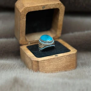 Firuze Paraiba Taşlı Geçmeli 925 Ayar Gümüş Erkek Yüzüğü