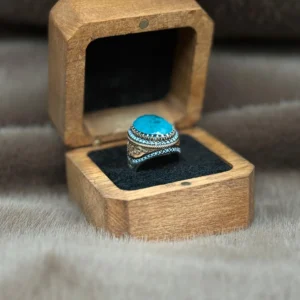 Firuze Paraiba Taşlı Geçmeli 925 Ayar Gümüş Erkek Yüzüğü