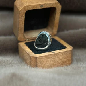 Firuze Paraiba Taşlı Geçmeli 925 Ayar Gümüş Erkek Yüzüğü