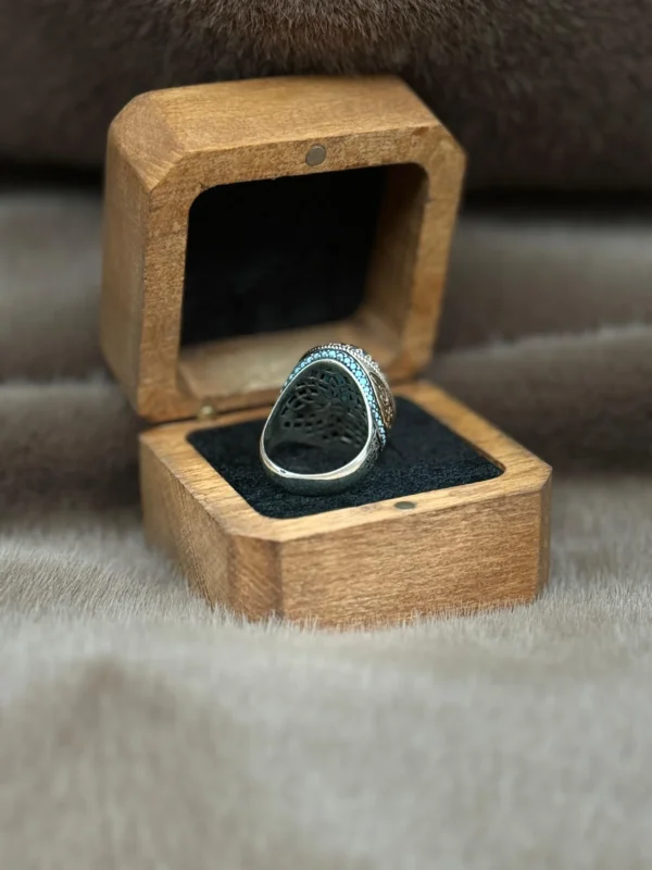 Firuze Paraiba Taşlı Geçmeli 925 Ayar Gümüş Erkek Yüzüğü