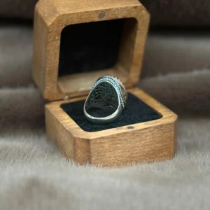 Firuze Paraiba Taşlı Geçmeli 925 Ayar Gümüş Erkek Yüzüğü