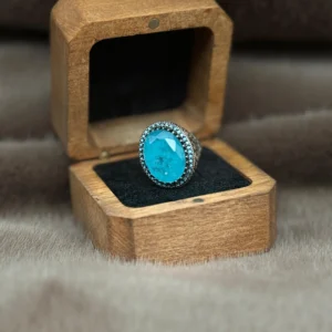 Firuze Paraiba Taşlı Geçmeli 925 Ayar Gümüş Erkek Yüzüğü