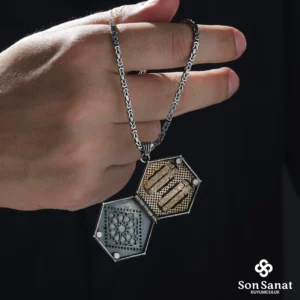 image_1950-55.webp 925 Ayar Kartal Kapaklı Altıgen Gümüş Madalyon Kolye