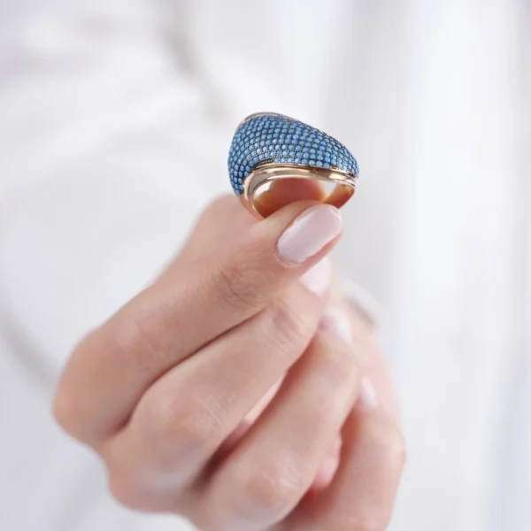 FİRUZE Taşlı Es Kadın Yüzük Model