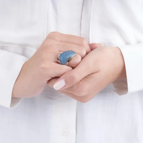 FİRUZE Taşlı Es Kadın Yüzük Model