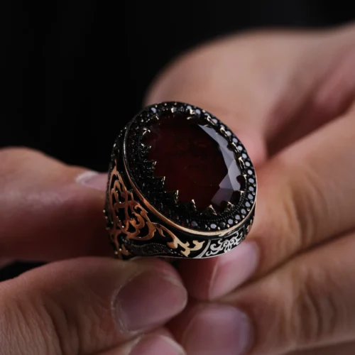 Garnet Kırmızı Paraiba 925 Ayar Erkek Yüzük