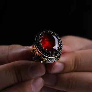 image_1950-574.webp Garnet Kırmızı Paraiba 925 Ayar Erkek Yüzük