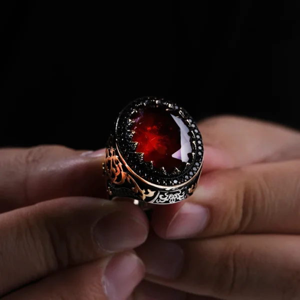 image_1950-574.webp Garnet Kırmızı Paraiba 925 Ayar Erkek Yüzük