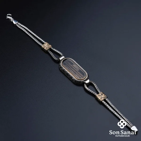 image_1950-628.webp Gravür Oval Kral Zincirli Ayet-el Kürsi 925 Ayar Gümüş Bileklik