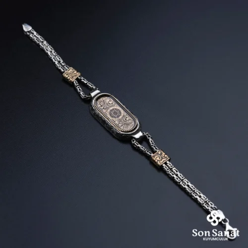 image_1950-634.webp Gravür Oval Kral Zincirli Süleyman Mührü 925 Ayar Gümüş Bileklik