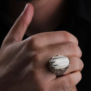 Gümüş Yarma Göverseli 925 Ayar Erkek Yüzük