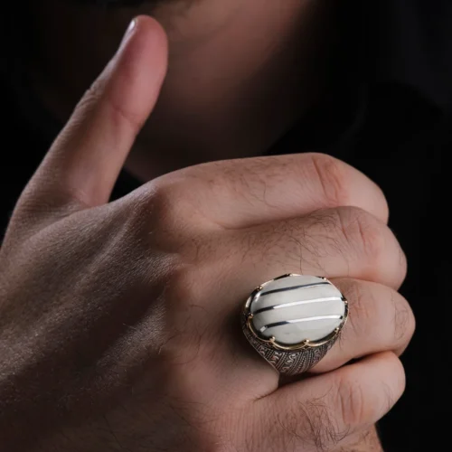 Gümüş Yarma Göverseli 925 Ayar Erkek Yüzük
