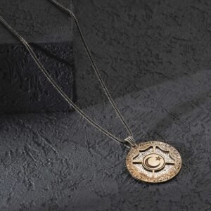 Ay Yıldız Gravür Çift Kat Madalyon 925 Ayar Gümüş Kolye