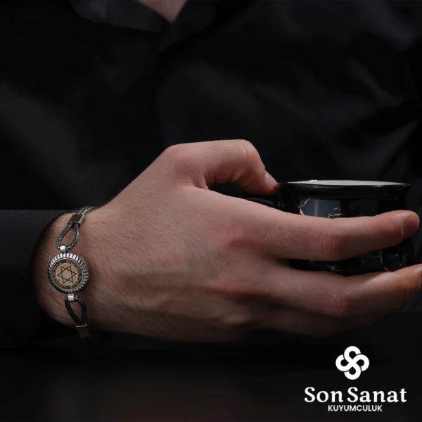 Hz.Süleyman Mührü Yuvarlak 925 Ayar Gümüş Bileklik