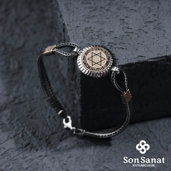 Hz.Süleyman Mührü Yuvarlak 925 Ayar Gümüş Bileklik
