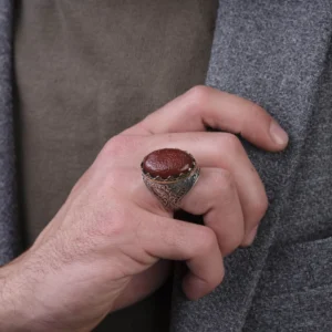 image_1950-814.webp Kahverengi Akik Taşı Koruma Ayeti Yazılı Yüzük