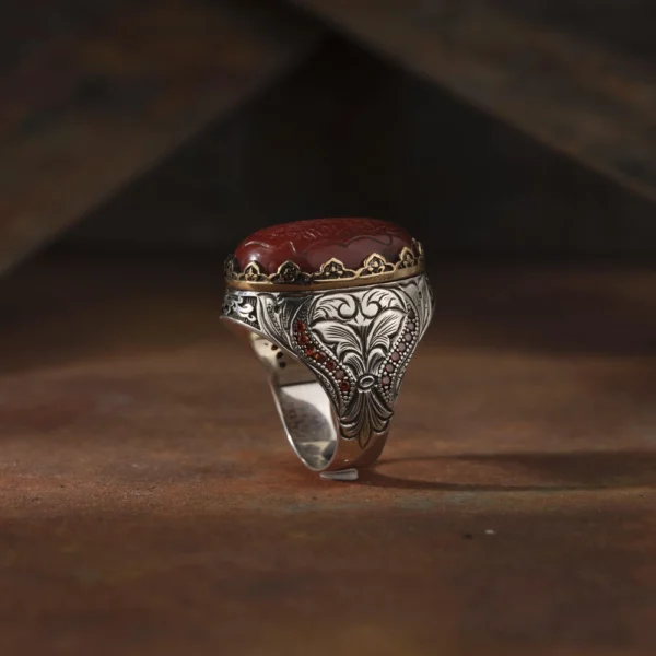 image_1950-815.webp Kahverengi Akik Taşı Koruma Ayeti Yazılı Yüzük