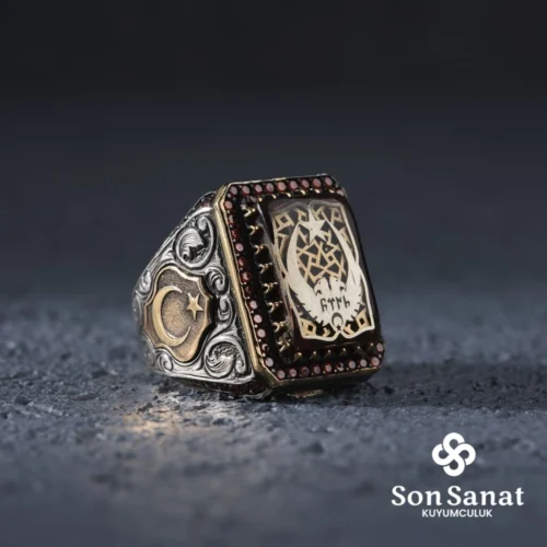 Kare Ayyıldız Erkek Yüzük Modeli