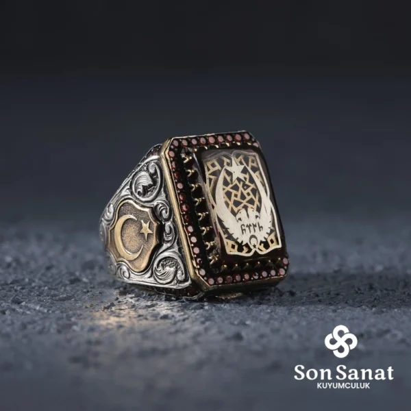 Kare Ayyıldız Erkek Yüzük Modeli