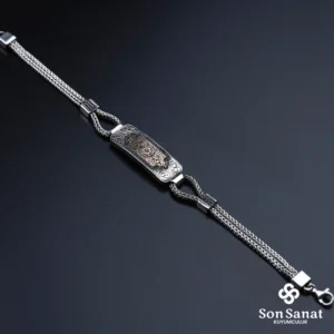 Kare Gravür İşlemeli 925 Ayar Gümüş Süleyman Mührü Bileklik