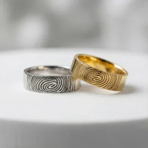  Parmak İzi Gümüş Alyans Set