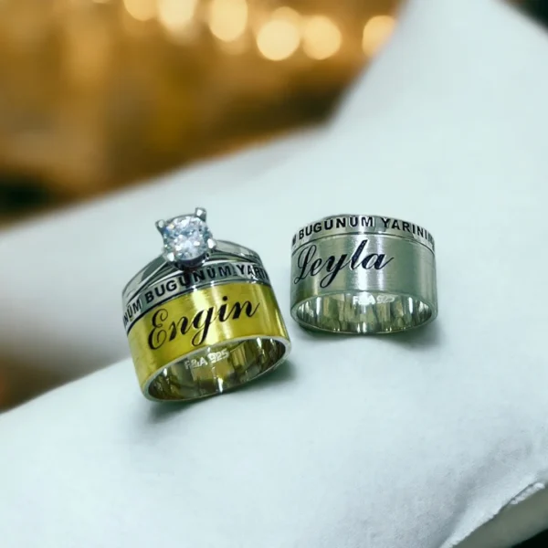 10 mm Dünüm Bugünüm Yarınım Çift Alyans