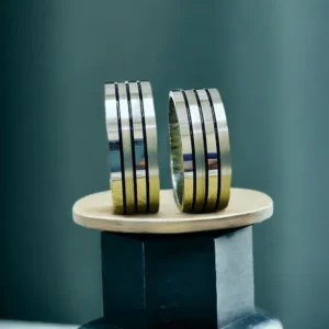 Üç Çizgi Gümüş Alyans Set