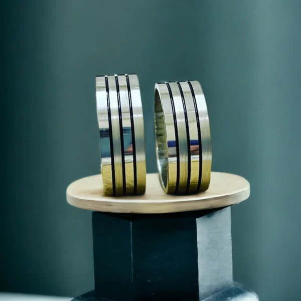 Üç Çizgi Gümüş Alyans Set