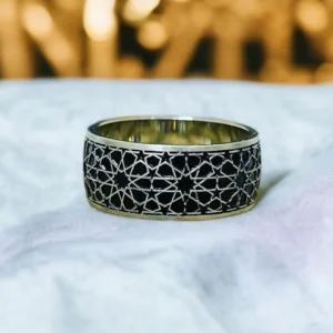 Motifli 10mm Gümüş Alyans