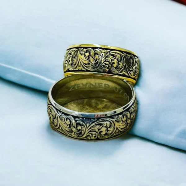 Gravür İşleme Çift Gümüş Alyans