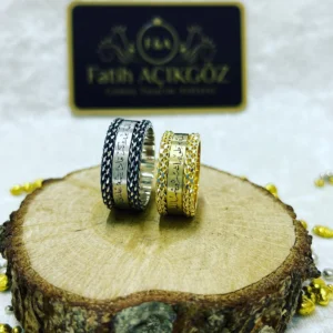 Arapça Hat Yazılı Gümüş Çift Alyans