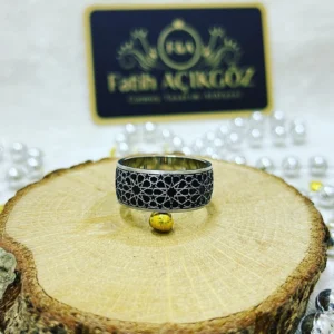 Motifli 10mm Gümüş Alyans