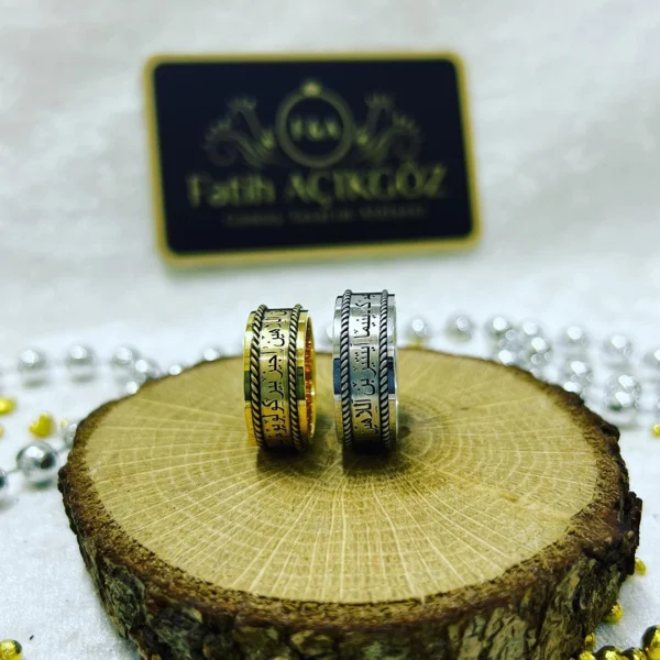 8 mm Arapça Yazılı Çift Gümüş Alyans