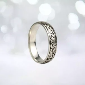 Bay Bayan İnce Çiçekli Alyans Set