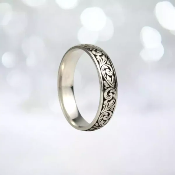 Bay Bayan İnce Çiçekli Alyans Set