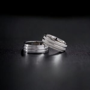 Çizgili Gümüş Çift Alyans