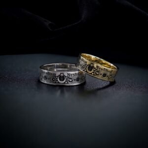 İsimli Motifli Gümüş Çift Alyans