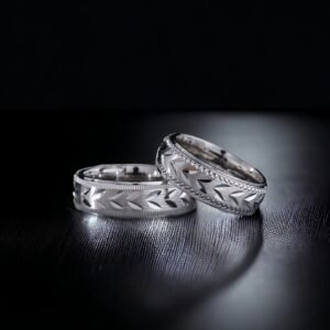 Yaprak Desenli Çift Alyans