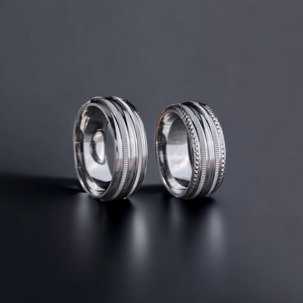 10mm Kabartmalı Gümüş Çift Alyans